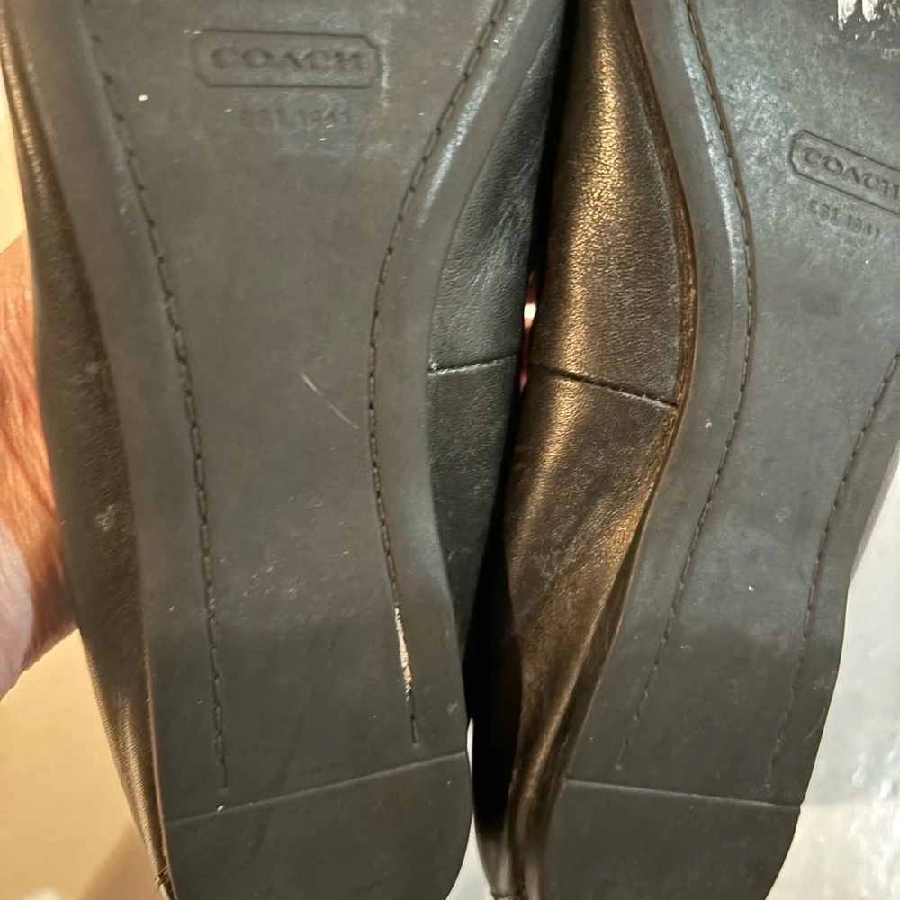 COACH Black Leather & Patent Chelsea Flat SHOES 7.5